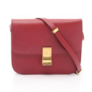 Celine Shoulder Bag Classic Box Medium Red Leather Classic Box Medium Shoulder